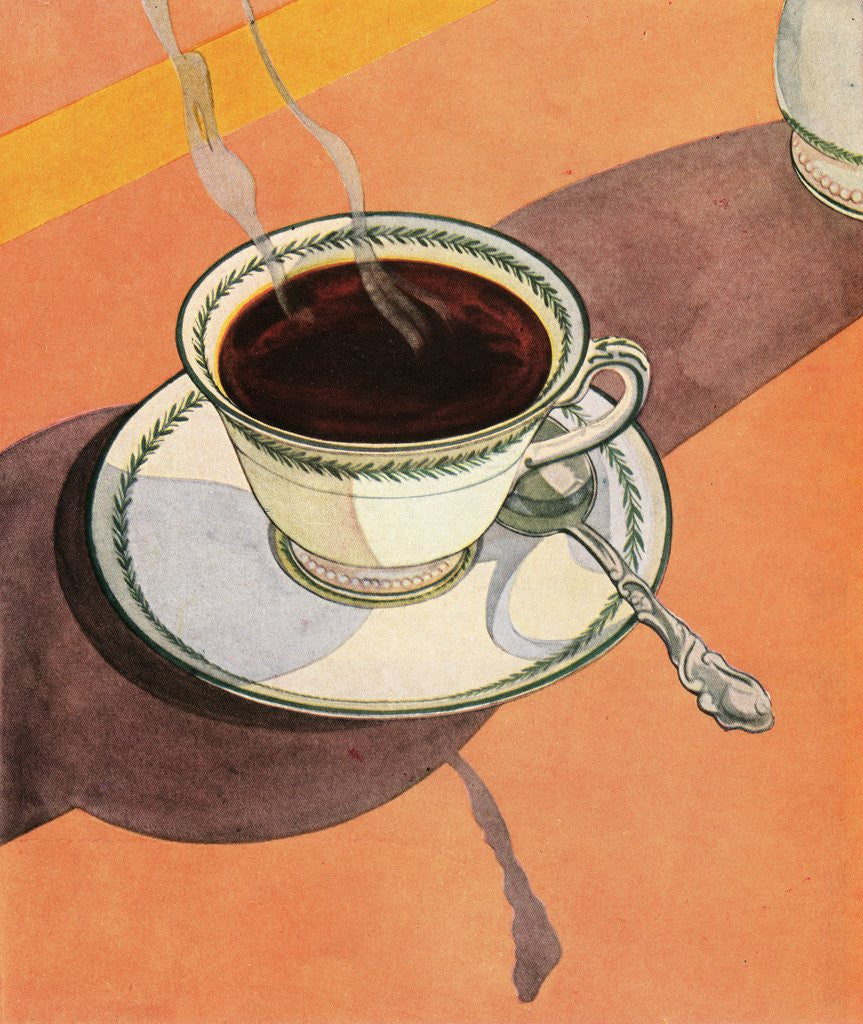 Detail of Illustration of Steaming Cup of Coffee by Corbis