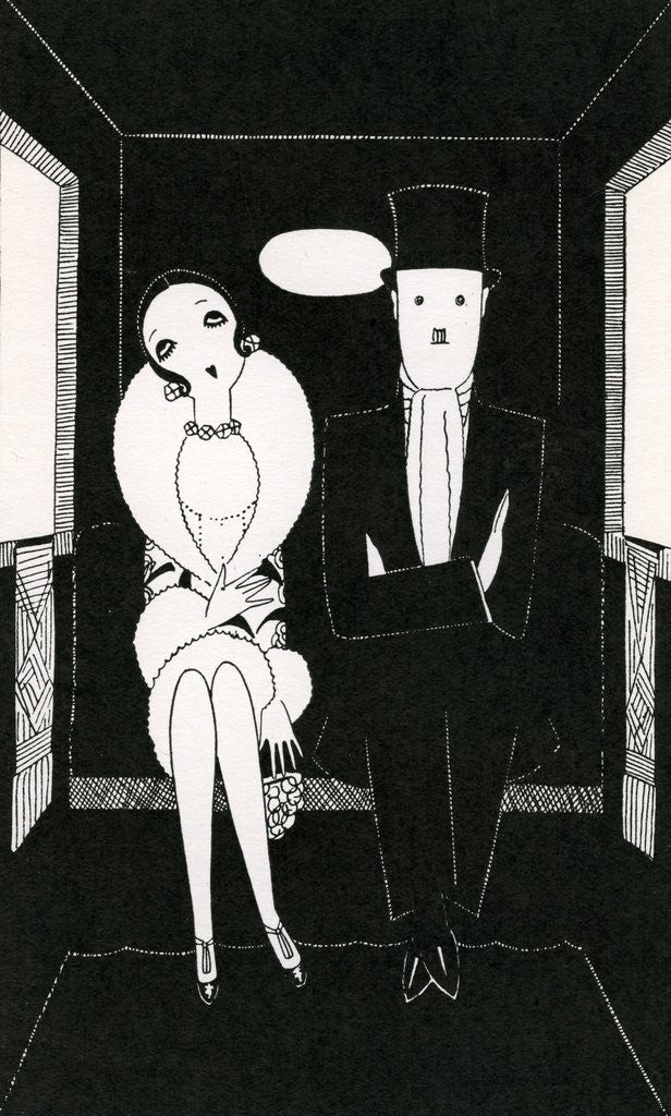 Detail of Illustration of Couple Sitting Inside Carriage by Anne Harriet Fish