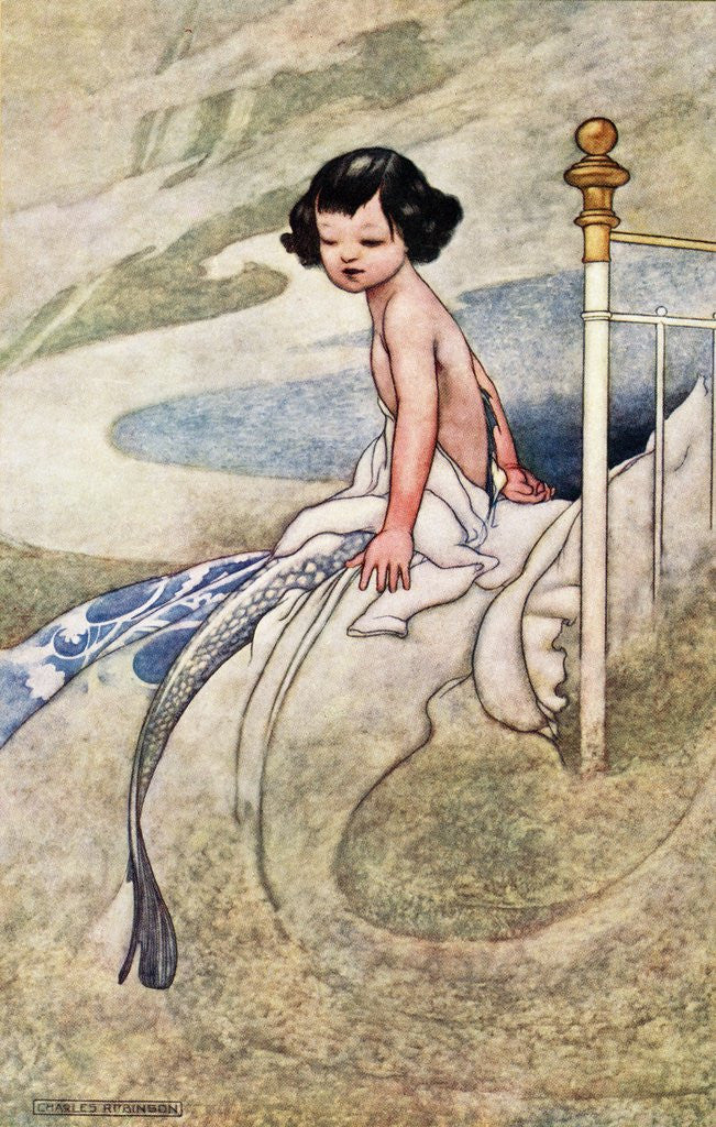 Detail of Illustration of Boy Waking Up as Merman by Charles Robinson