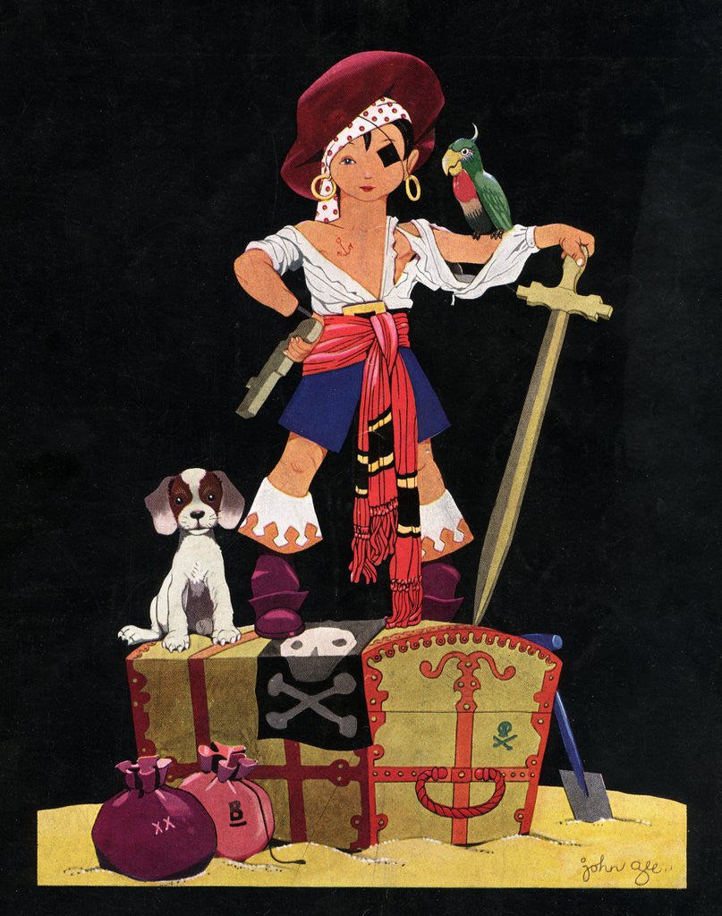 Illustration of Boy Dressed as Pirate by John Gee