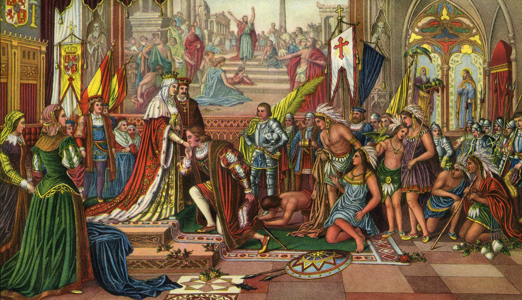 Detail of Illustration of Columbus' Reception at Barcelona by Corbis