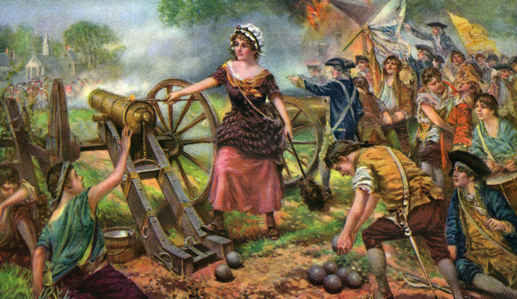 Detail of Illustration of Molly Pitcher Lighting Cannon at Battle of Monmouth by Anonymous