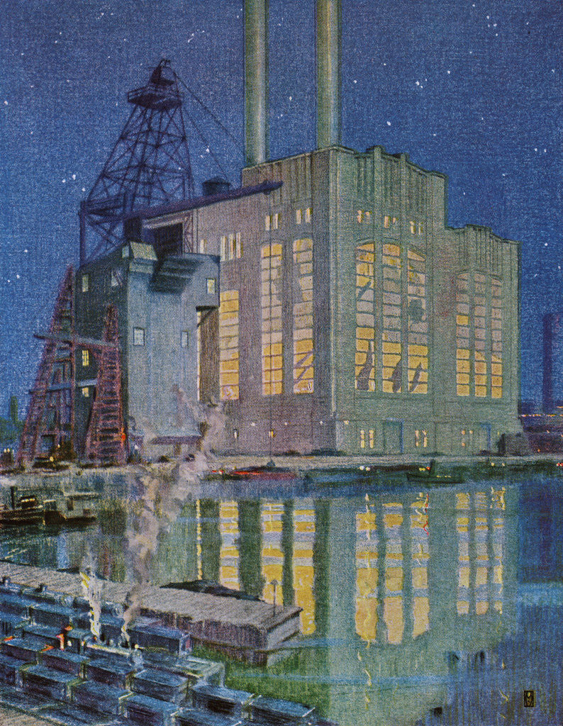 Detail of Illustration of Gould Street Gas and Electric Power Station by Robert McGill Mackall