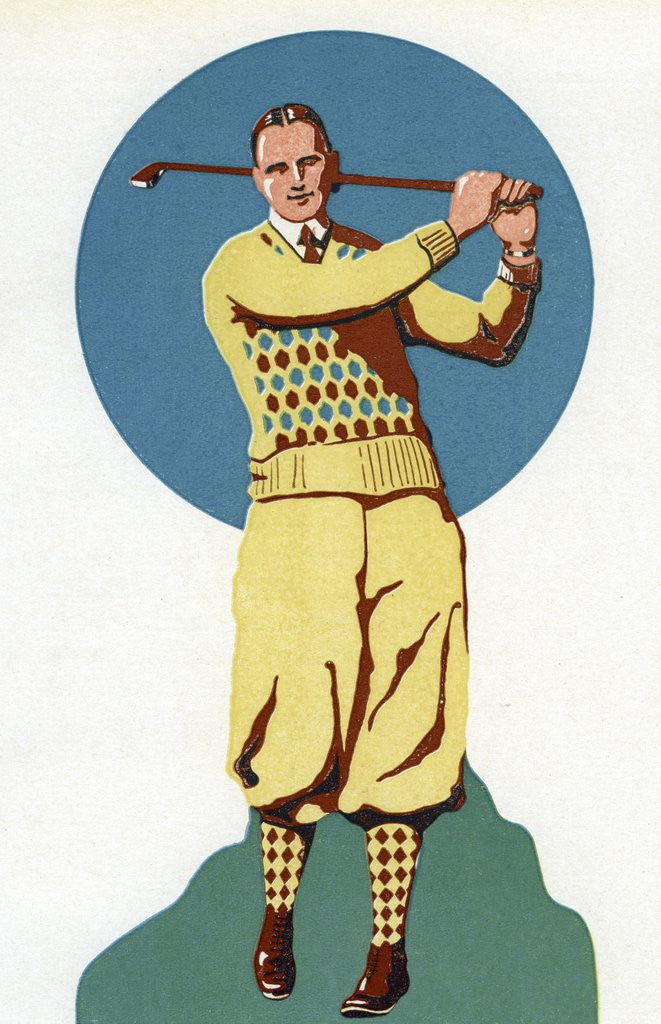 Detail of Illustration of Man Golfing by Anonymous