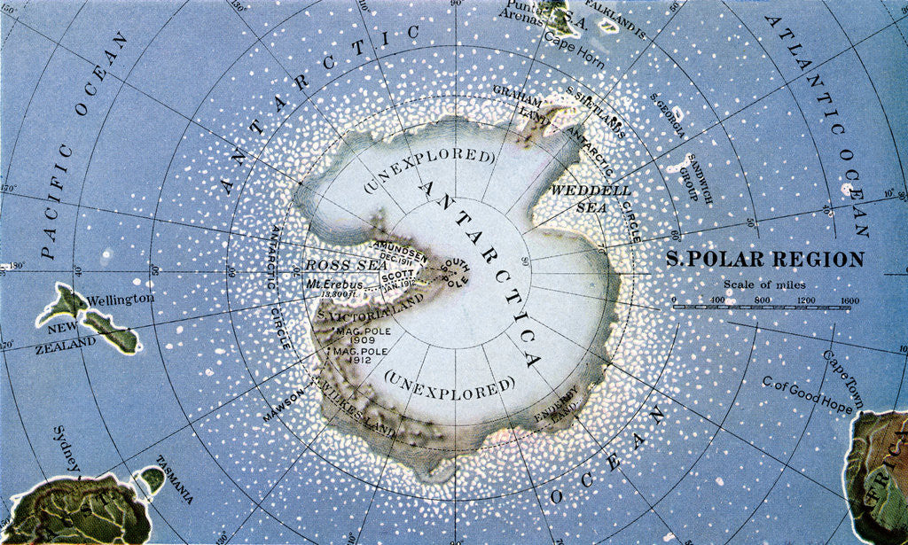 Detail of Map of Amundsen and Scott's South Pole Expeditions by Anonymous