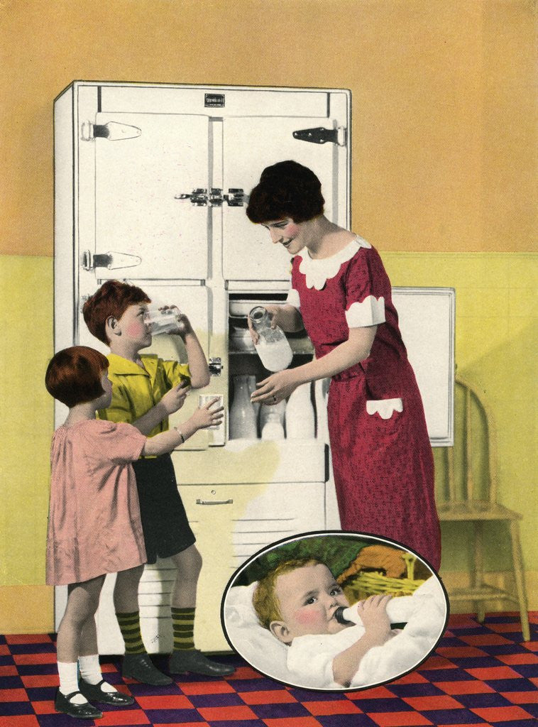 Detail of Illustration of Mother Serving Milk to Children by Anonymous