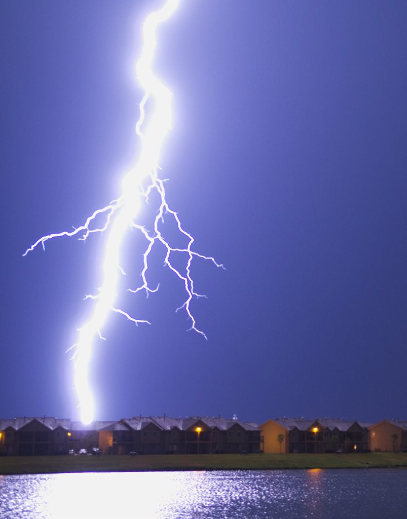 Detail of Lightning Striking an Apartment Complex by Anonymous