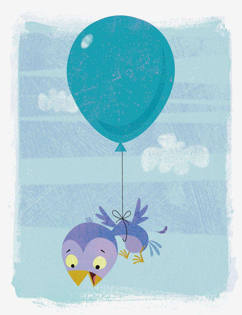 Detail of Baby Bird Attached to Balloon by Corbis