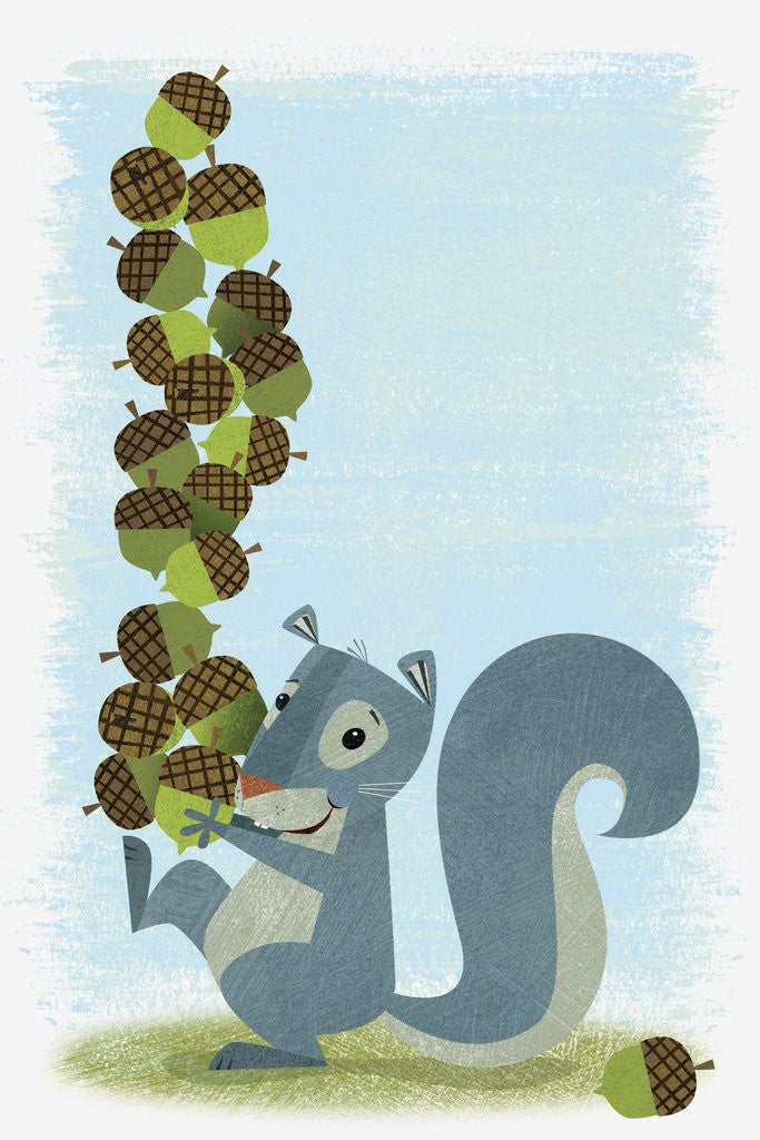 Detail of Squirrel Carrying Mound of Acorns by Anonymous