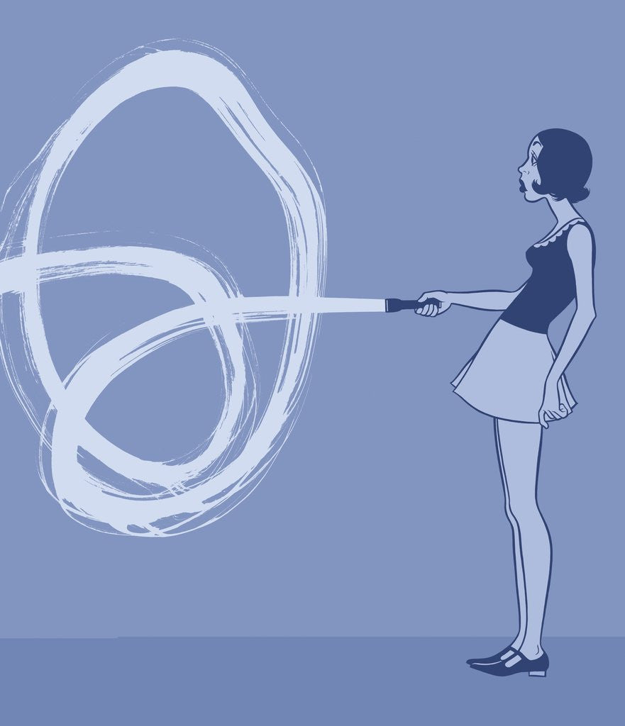 Detail of Young Woman Holding Flashlight by Anonymous