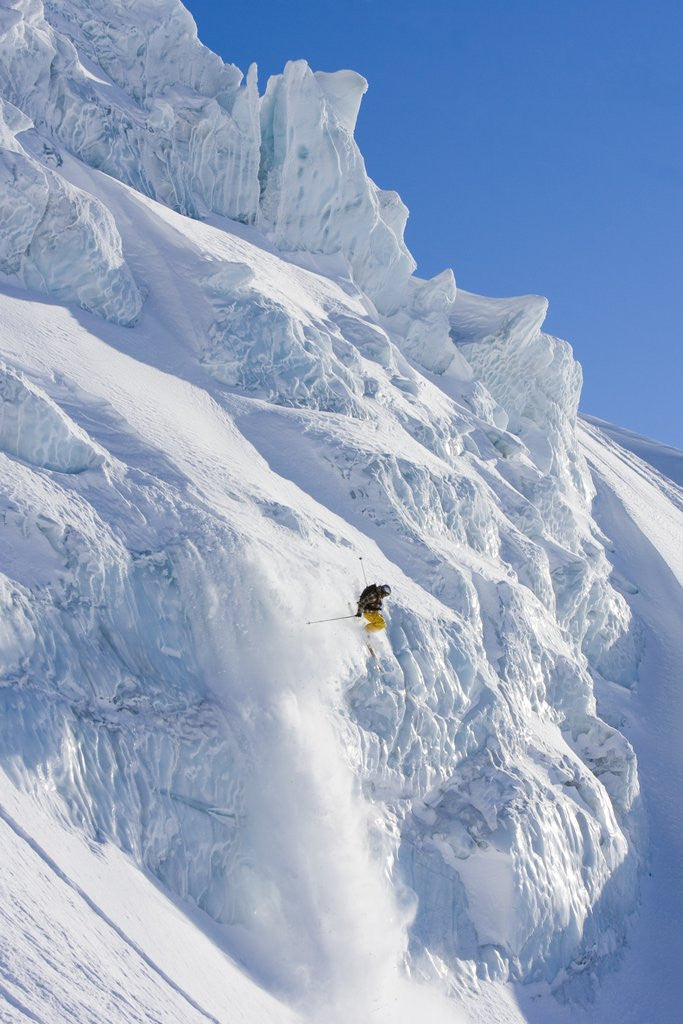 Detail of Skier going over edge of cliff by Anonymous