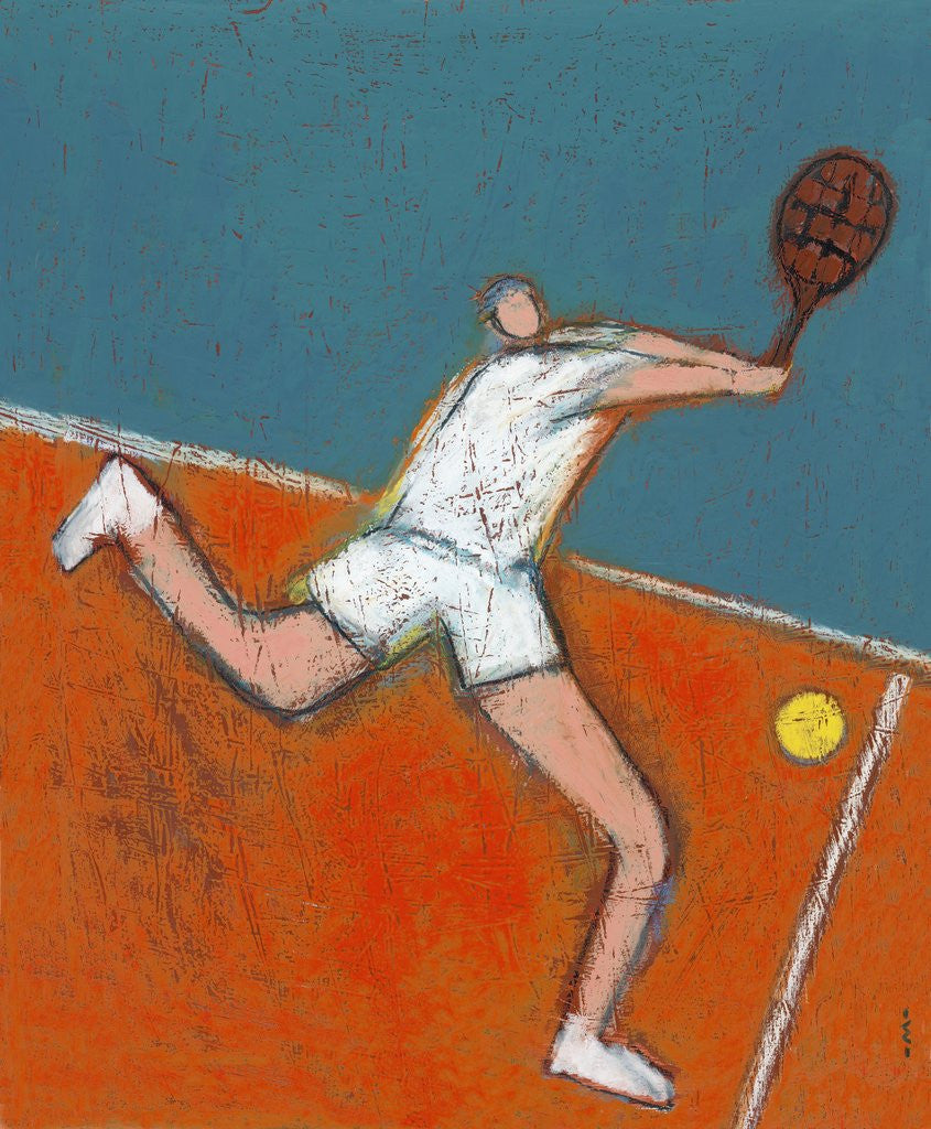 Detail of Man Playing Tennis by Anonymous