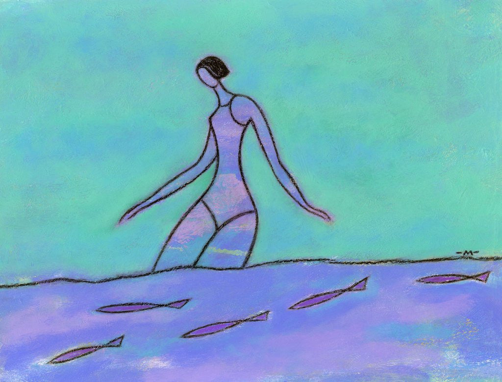 Detail of Woman Walking in the Water by Anonymous