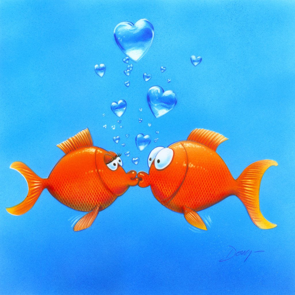 Detail of Two Goldfish in Love by Corbis