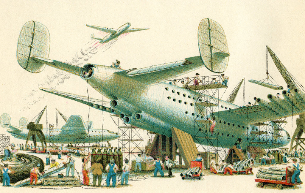 Detail of Illustration of Early Airplane Construction by C.H. DeWitt
