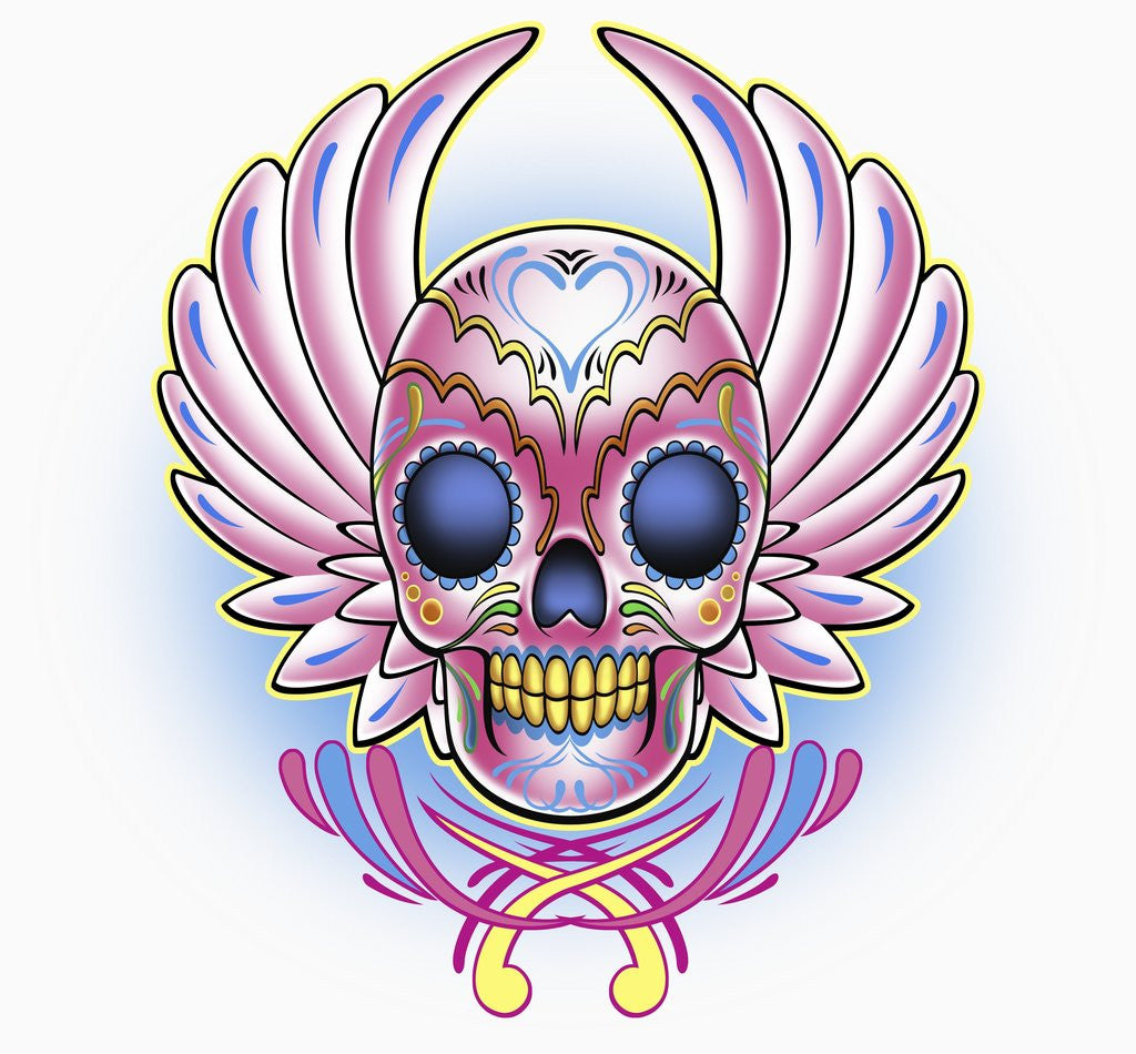 Detail of Day of the Dead skull with wings by Corbis