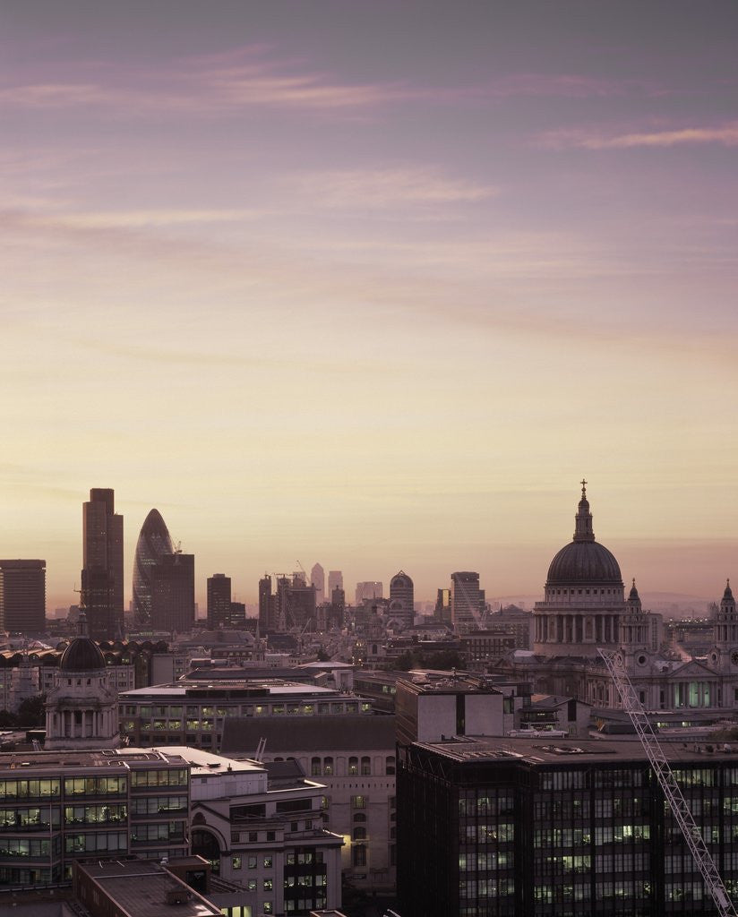 Detail of Dusk over London skyline by Corbis