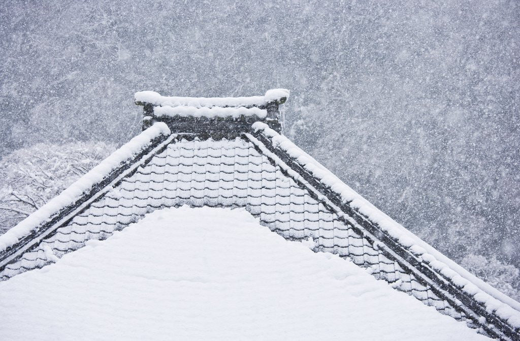 Detail of Snow covered temple roof by Anonymous