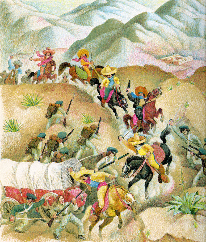 Detail of Illustration of battle during Mexican-American War by C.H. DeWitt