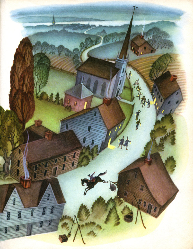 Detail of Illustration of the ride of Paul Revere by Janice Holland