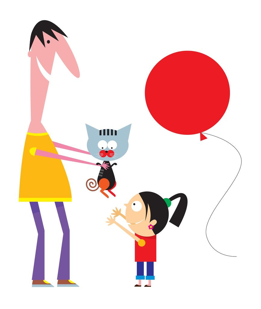 Detail of A Dad Giving his Daughter a Pet by Anonymous