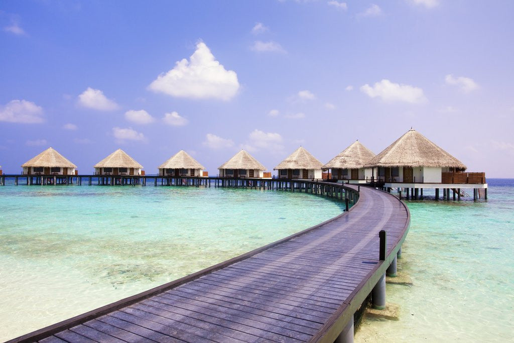 Detail of Water bungalows and jetty by Anonymous