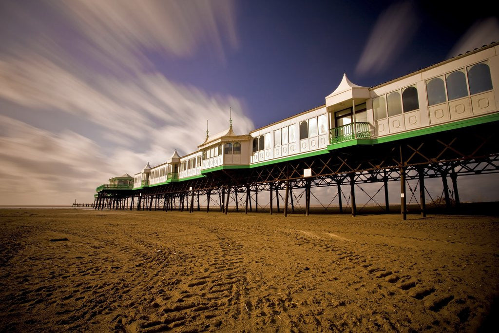 Detail of Pier at Lytham St. Annes extends over a sandy beach by Anonymous