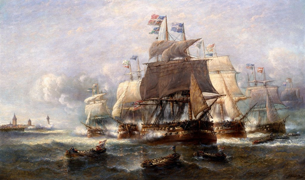 Detail of A Naval Engagement by Francois Musin