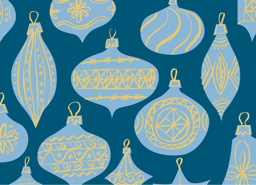 Detail of Blue Christmas Ornaments by Corbis