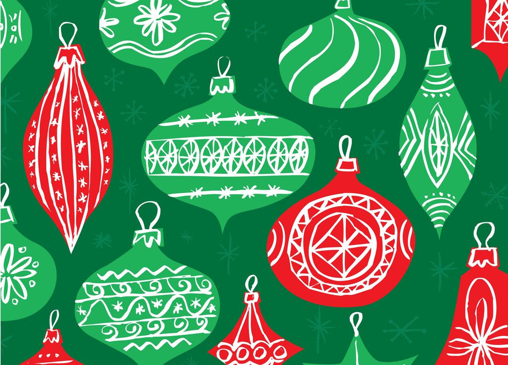 Detail of Red and Green Christmas Ornaments by Corbis