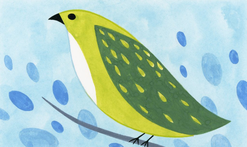 Detail of Green Bird on Branch by Anonymous