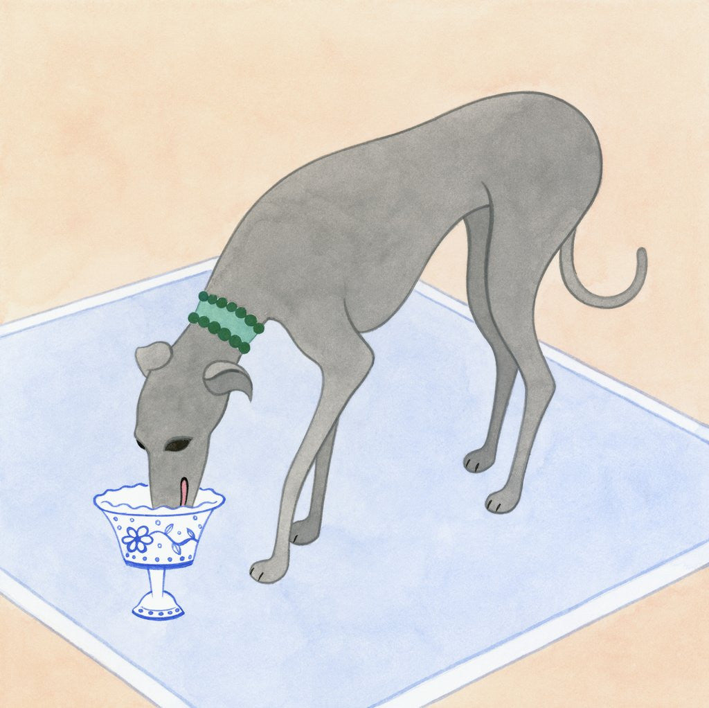 Detail of Dog Eating out of a Dish by Anonymous
