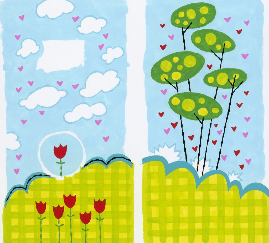 Detail of Hearts, Flowers and Trees by Anonymous