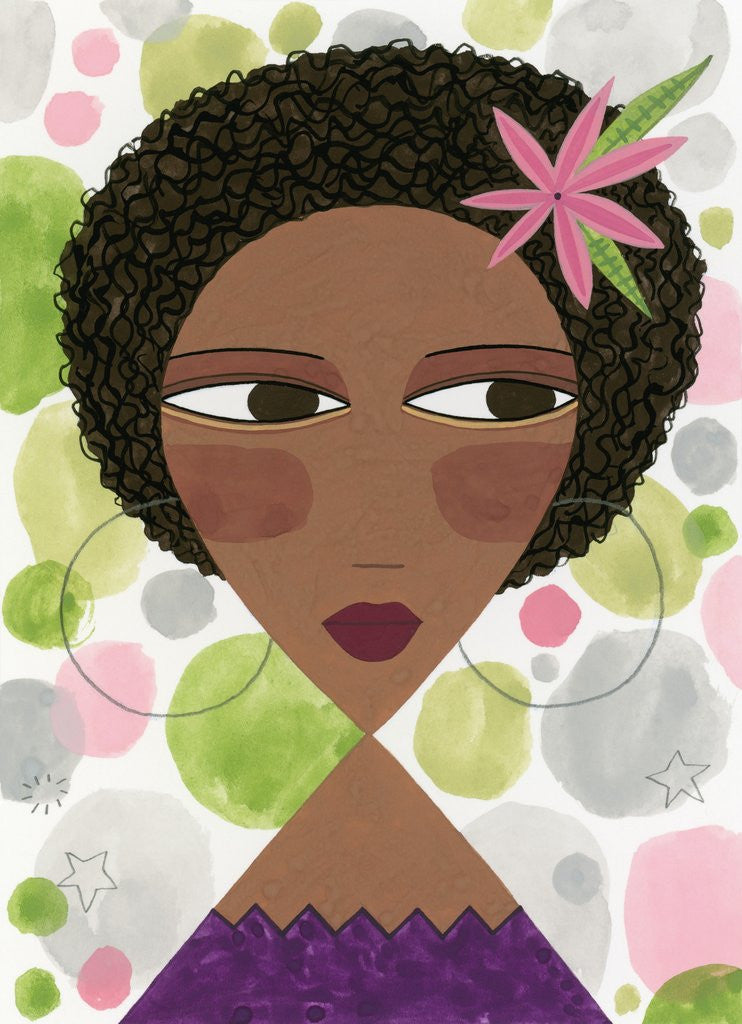 Detail of Woman with Hoop Earrings and a Pink Flower by Anonymous