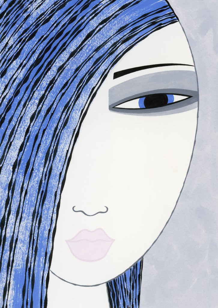 Detail of Woman with Blue Hair by Anonymous
