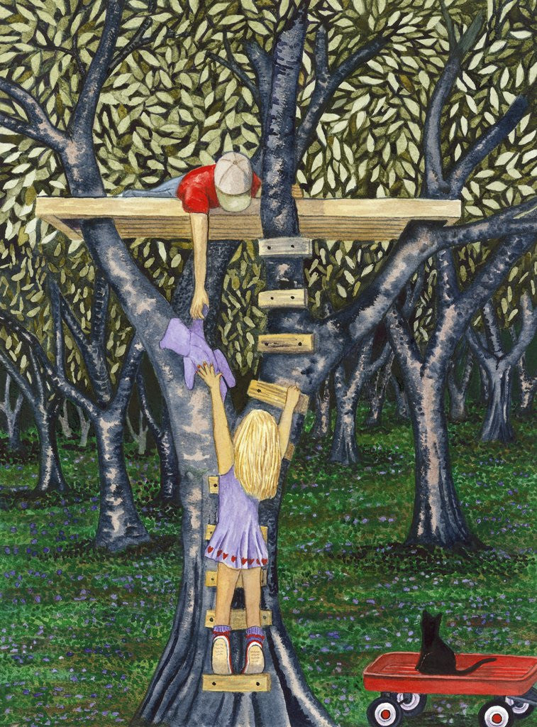 Detail of Two Children and a Tree House by Anonymous