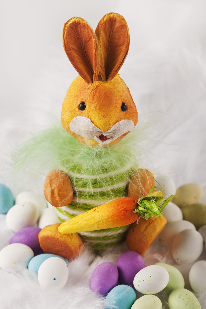 Detail of Toy bunny with candy eggs by Anonymous