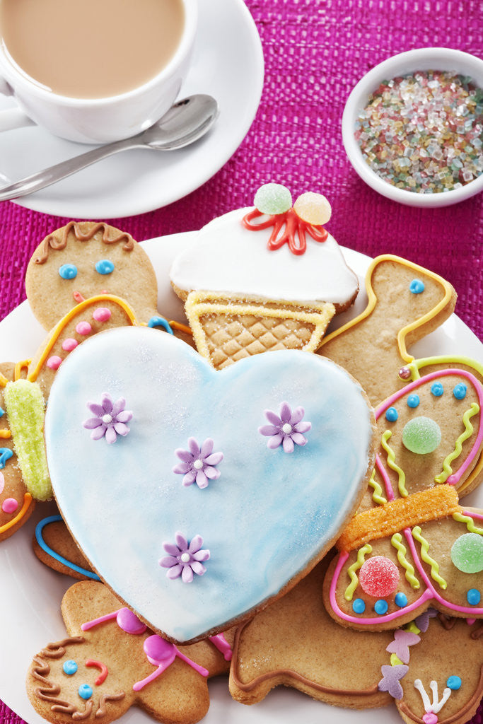 Detail of Iced and decorated holiday cookies by Anonymous