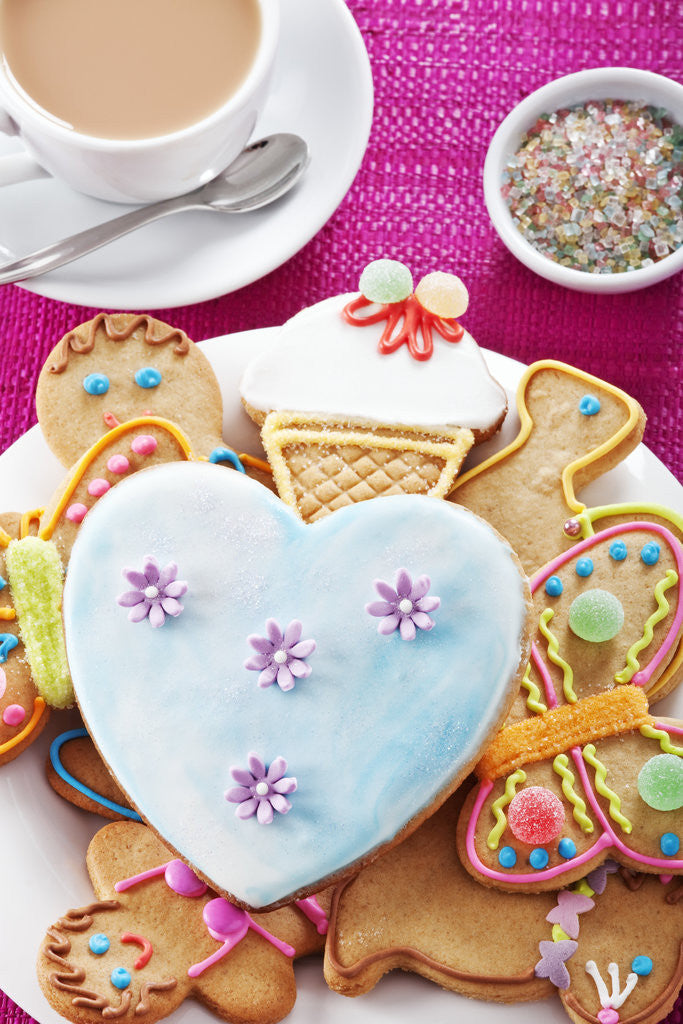 Detail of Iced and decorated holiday cookies by Corbis
