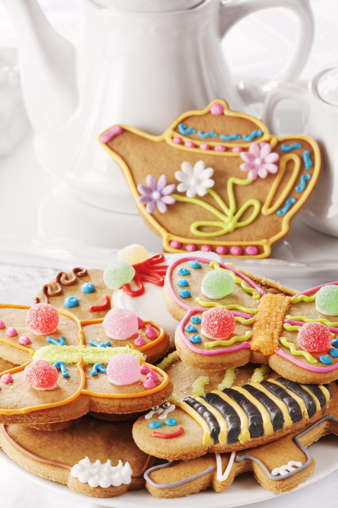 Detail of Iced and decorated holiday cookies by Anonymous