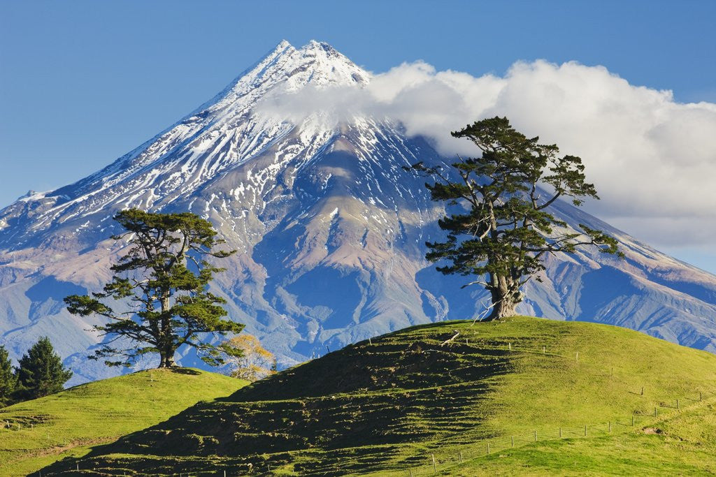 Detail of Lush hills in front of Mount Egmont by Corbis