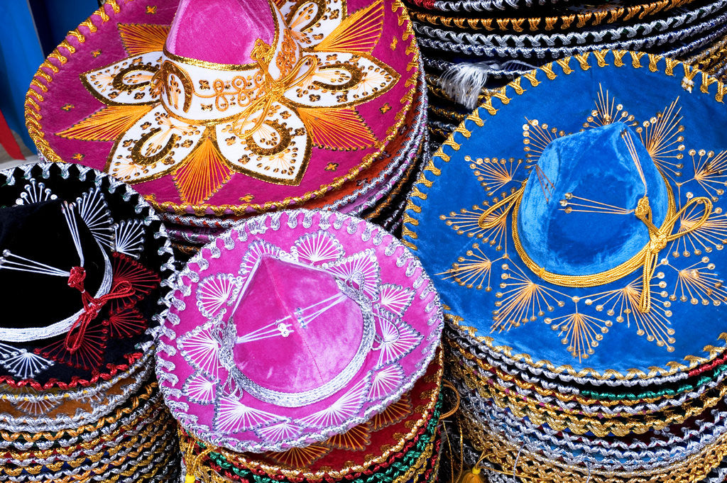Detail of Stacks of souvenir sombreros by Anonymous