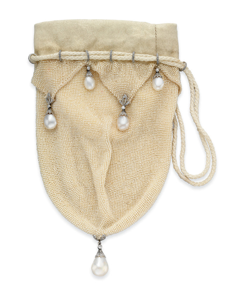 Detail of Florence Gould Belle Epoque pearl, seed pearl and diamond evening bag by Anonymous