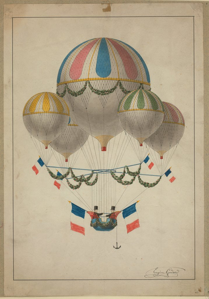 Detail of Balloons carrying two men by Anonymous