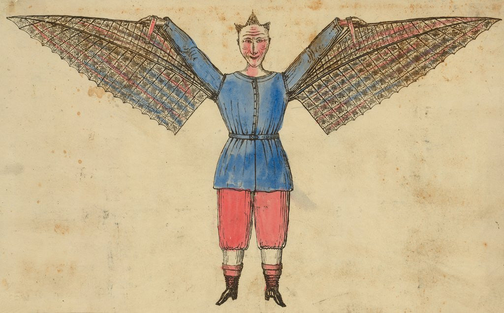 Detail of Man with wings attached to tunic by Anonymous