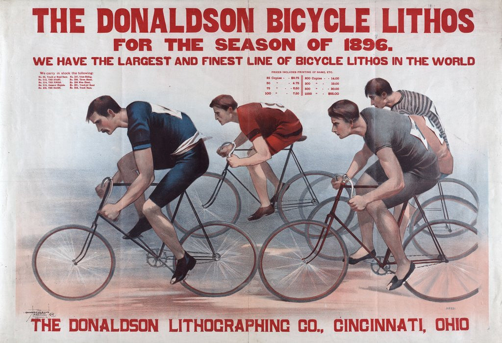 Detail of The Donaldson bicycle lithos for the season of 1896 by Anonymous