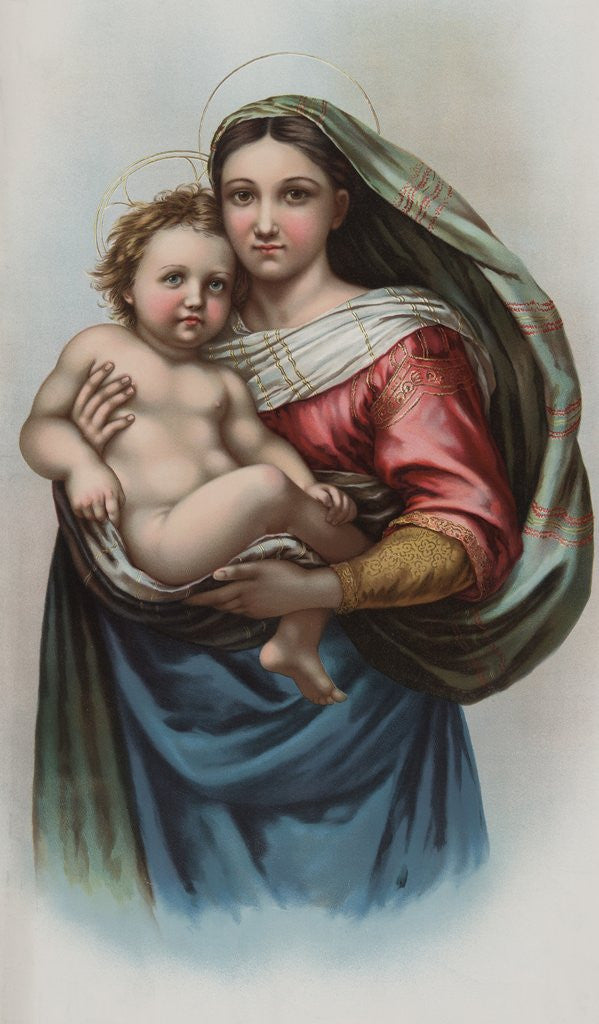Detail of Lithograph of Raphael's Sistine Madonna by Anonymous