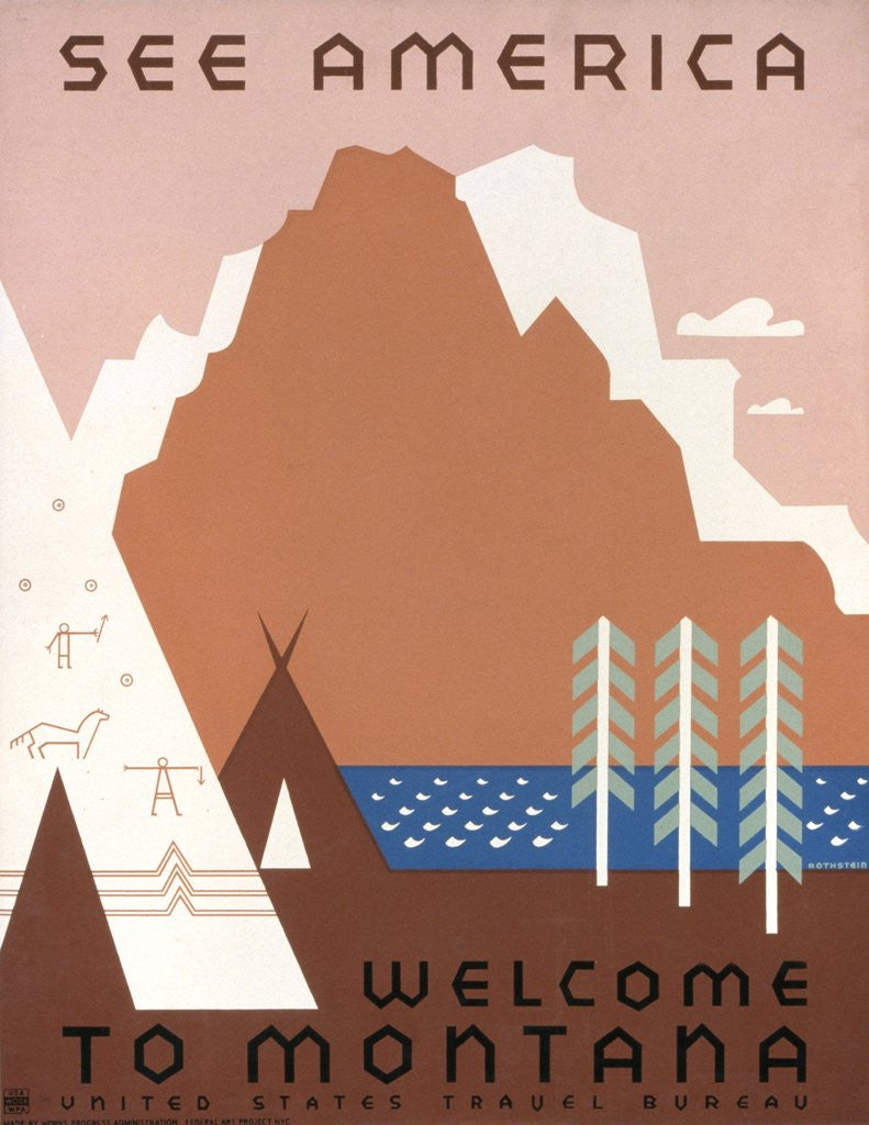Detail of See America Welcome to Montana poster by Jerome Henry Rothstein