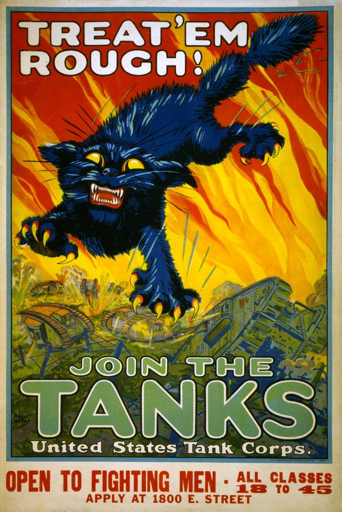 Detail of Treat 'Em Rough! Join the Tanks poster by August William Hutaf