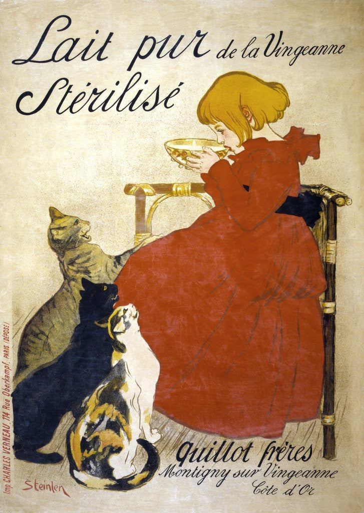 Detail of Lait pur Sterilise poster by Theophile Alexandre Steinlen